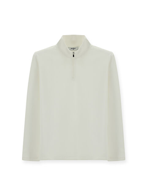 Kiğılı Bato Yaka Regular Fit Fermuarlı Pamuklu Sweatshirt - S000406960-10584