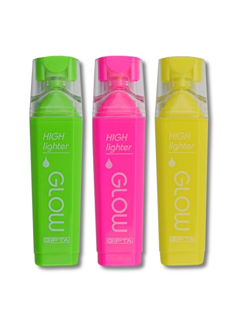 Gıpta Glow Kesik Uç Neon Fosforlu Kalem 3 Renk Set (Sarı-Pembe-Yeşil) - S000265892-27074