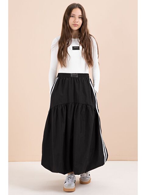 Cansın Mini Siyah Şeritli Balon Etekli Uzun Kol Badili 2li Kız Çocuk Takım 23463 - S000490538-19351