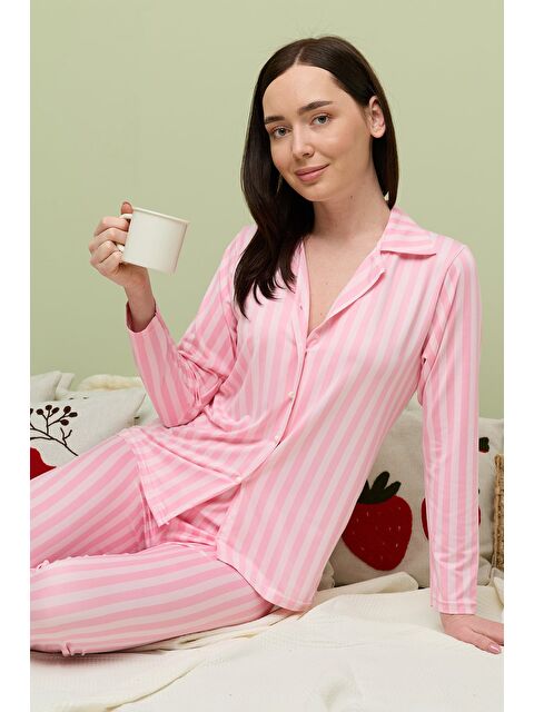 Fullamoda Ekose Desenli Gömlek Yaka Pijama Takımı