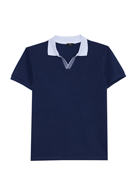 TUDORS Erkek Slim Fit Dar Kesim %100 Pamuk Lacivert Polo Yaka Tişört - S000531986-21164