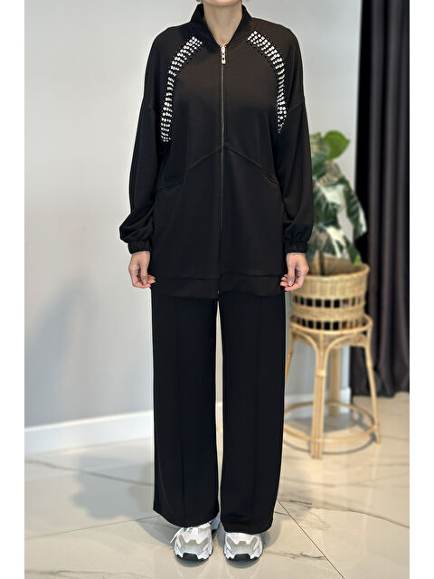 Remsa Önü Taş Detay Penye Takım 2015 Siyah - S000480569-19351