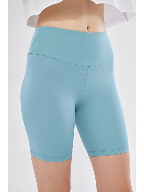 Chandraswear Kadın Mavi Kısa Biker Şort Tayt - Palo - S000207210-17234