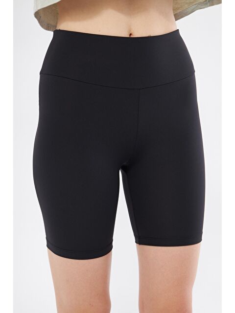 Chandraswear Kadın Siyah Kısa Biker Şort Tayt - Palo - S000207210-19351