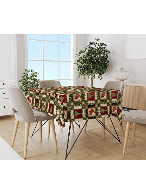 Evmila Yılbaşı Desenli Kadife Doku Masa Örtüsü - S000111417-23173