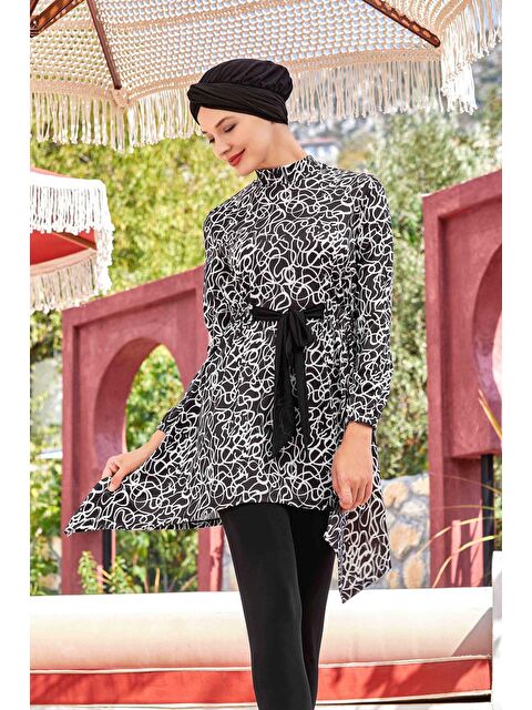 Adasea Elastanlı Tam Kapalı Tesettür Mayo Kye 4510 Siyah - S000207216-19351