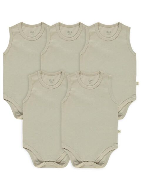 Civil Baby Organik 5 li Sıfır Kol 1-3 yaş Çıtçıtlı Badi - Bej 3-4 Yaş - S000466601-19927
