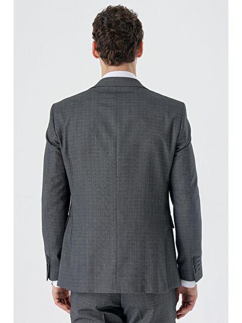 İMZA Koyu Antrasit Kırlangıç Yaka Çift Yırtmaç Yelekli 6 Drop Slim Klasik Takım Elbise 1001235177 - S000349623-26298