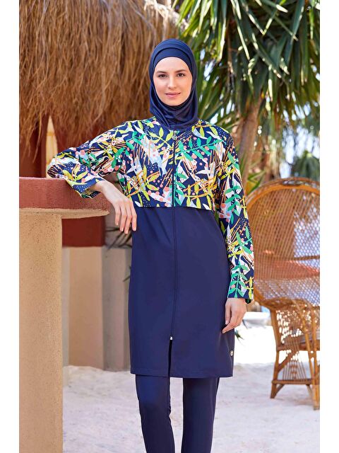 Rozamay Tam Kapalı Tesettür Mayo Valerıe 9285 Koyu Lacivert - S000207230-29672