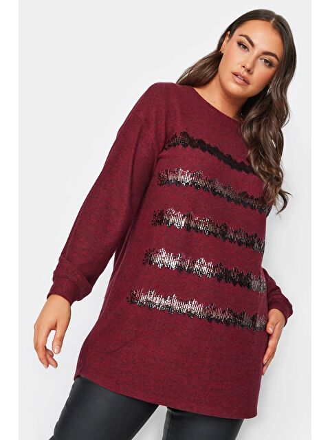 Stil Diva Büyük Beden Bisiklet Yaka Payet İşlemeli Yarım Kol Bluz 285021 - S000136770-19951