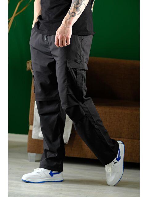 Oksit Masi Baggy Kort Paraşüt Düz İpli Paça Kargo Cepli Erkek Eşofman Alt - S000374662-19351