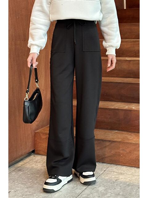 Lamelif Bol Paça  Eşofman Altı Siyah - S000518340-19351