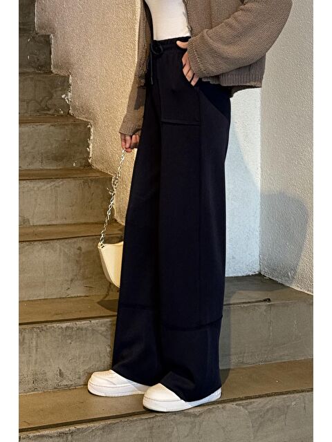 Lamelif Bol Paça  Eşofman Altı Lacivert