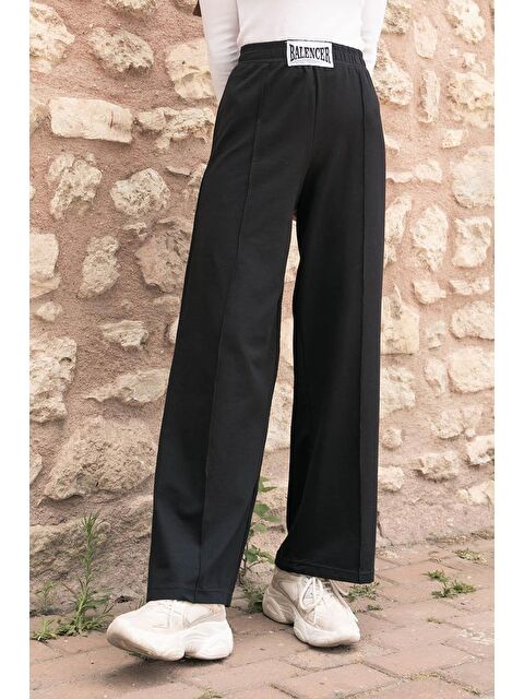 Lamelif Balancer Armalı Çımalı Eşofman Altı Siyah