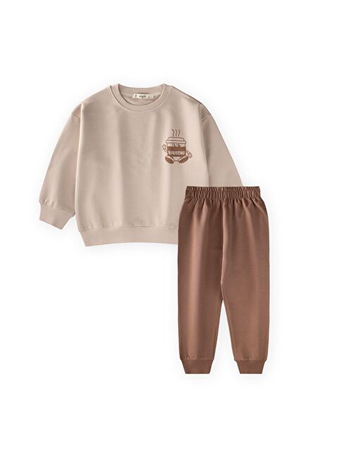 CİGİT Babyc Chino Baskılı Takım 2-7 Yaş Bej - S000491886-19928