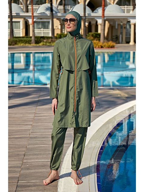 Remsa Mayo Önü Kapaklı Paraşüt Tam Kapalı Tesettür Mayo R030  Haki - S000292690-18547