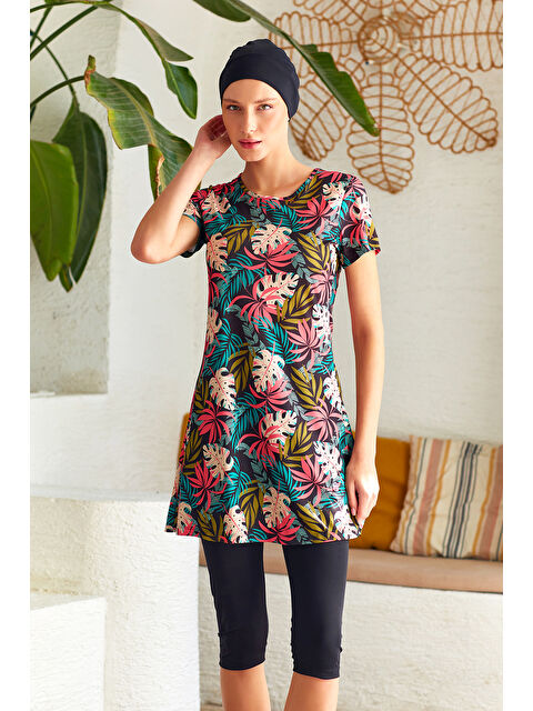 Rozamay Kısa Kollu Yarı Kapalı Mayo 3601 Siyah - S000367377-19351