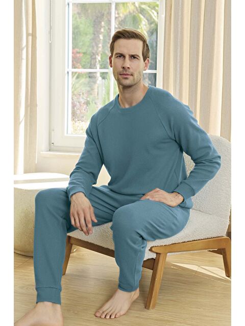 Remsa Erkek Waffle Uzun Kol Pijama Takımı 250647 Petrol01 - S000481713-20017