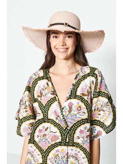 C&City Hasır Plaj Şapkası Y23730-09 Pudra - S000216769-7152