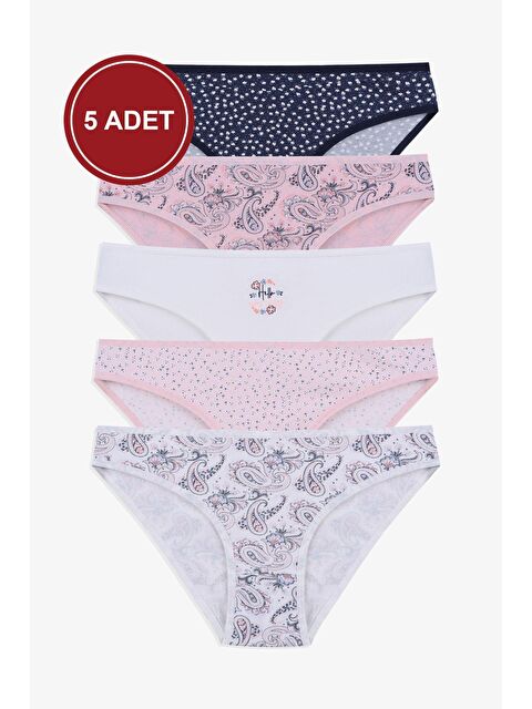 Koza İç Giyim Kadın 5 li Desenli Pamuklu Elastanlı Külot - S000292490-37352