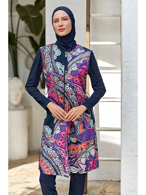 Rozamay Tam Kapalı Tesettür Mayo 3306 Koyu Lacivert - S000367380-37352