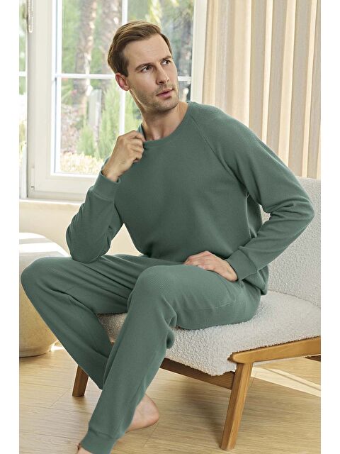 Remsa Erkek Waffle Uzun Kol Pijama Takımı 250648 Çağla Yeşil - S000481713-14939