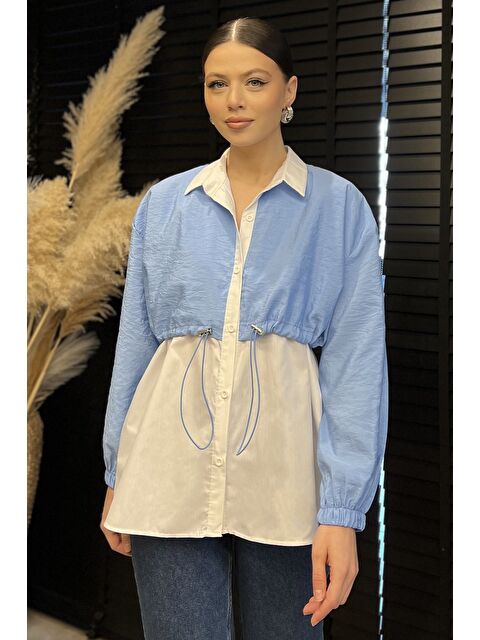 Gülseli Bel Büzgülü Kadın Paraşüt Garnili Gömlek - S000365051-17234