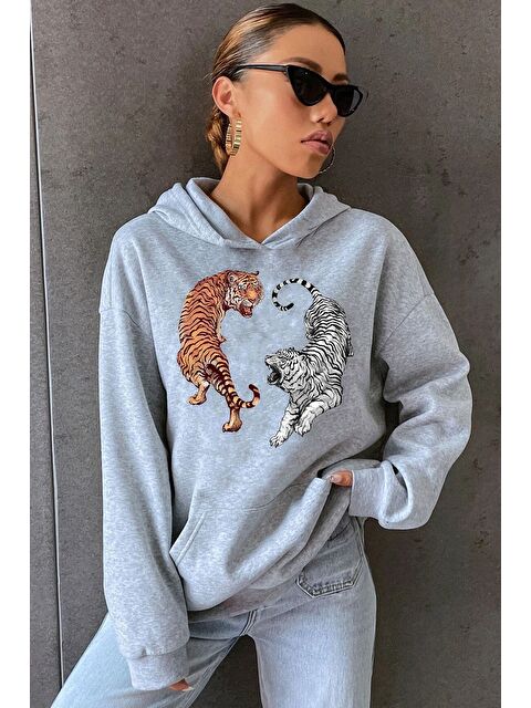 uyguntarz Unisex Tiger Baskılı Sweatshirt - S000268925-20600