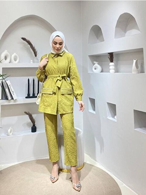 Comstar Kadın Jakarlı Bel Kuşaklı Cep Taşlı Alt Üst Takım - S000210840-19972