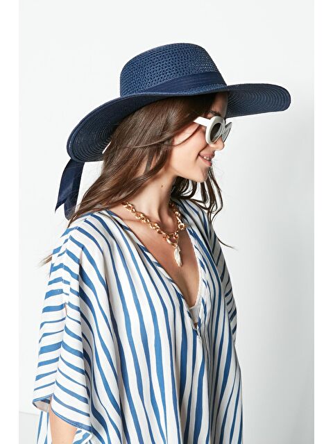C&City Hasır Plaj Şapkası Y23730-10 Lacivert - S000216771-21164