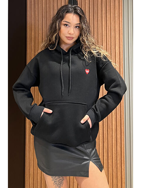 Gülseli Baskılı Kanguru Cepli Kadın Sweatshirt - S000314412-19351