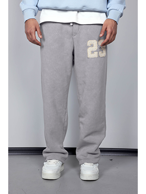 Abluka Online Erkek Baskılı Yıkamalı Baggy Fit Eşofman Gri - S000491511-20600