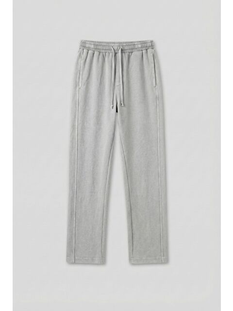 Abluka Online Erkek Yıkamalı Beli Lastikli Regular Fit Eşofman Açık Gri - S000491512-17308