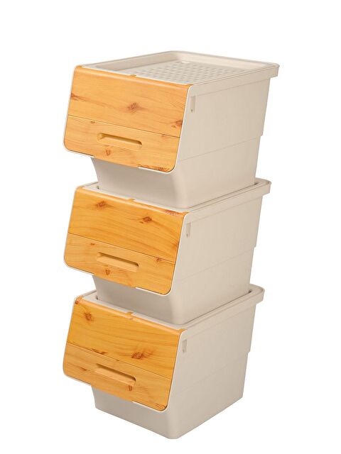 Motek MT05B Freebox 33 Litre Bambu Desen Tekerlekli 3*33 Lt 3'lü Set Organizer - S000248045-74