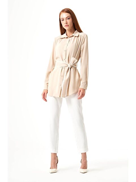 Mizalle Kuşak Biyeli Vizon Tunik - S000081544-26429