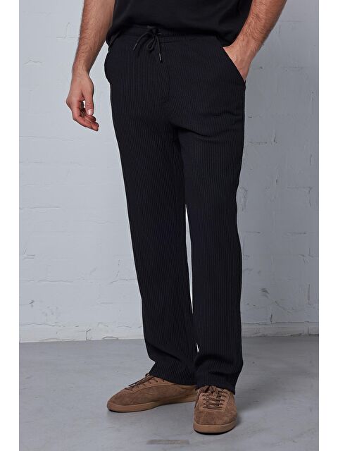 Abluka Online Erkek Fitilli Baggy Fit Rahat Eşofman Siyah - S000491517-19351