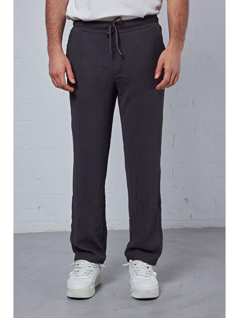 Abluka Online Erkek Fitilli Baggy Fit Rahat Eşofman Antrasit - S000491517-29666