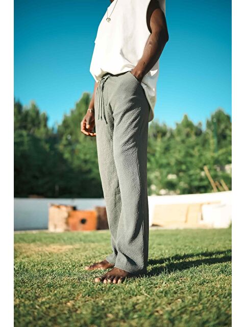 Abluka Online Erkek Fitilli Baggy Fit Rahat Eşofman Yeşil - S000491517-18194