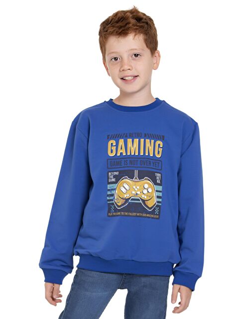 Zepkids Gaming Baskılı Saks Renk Erkek Çocuk Sweatshirt - S000356951-23710