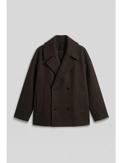 Abluka Online Erkek Oversize Kruvaze Kaban Koyu Kahve - S000491520-29704