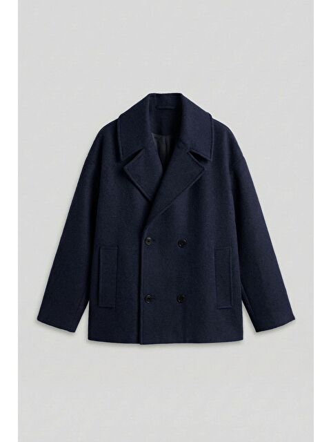Abluka Online Erkek Oversize Kruvaze Kaban Lacivert - S000491520-21164