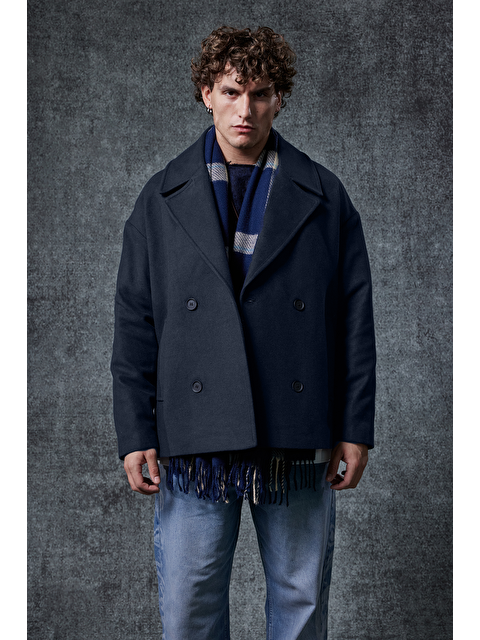 Abluka Online Erkek Oversize Kruvaze Kaban Lacivert - S000491520-21164