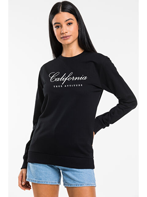 Süperlife Kadın Bisiklet Yaka Regular Kalıp İnce Californıa Baskılı Sweatshırt SPR24SWK125 - S000292694-19351