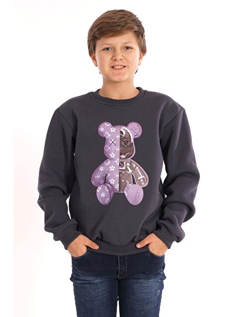 Zepkids Ayıcık Baskılı Füme Renk Erkek Çocuk Sweat - S000356962-33408