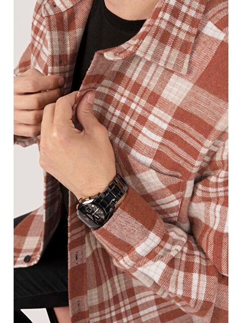 Etikmen Kiremit Oversize (Geniş Kalıp) Kalın %100 Pamuk Erkek Oduncu Gömlek - S000120886-37319