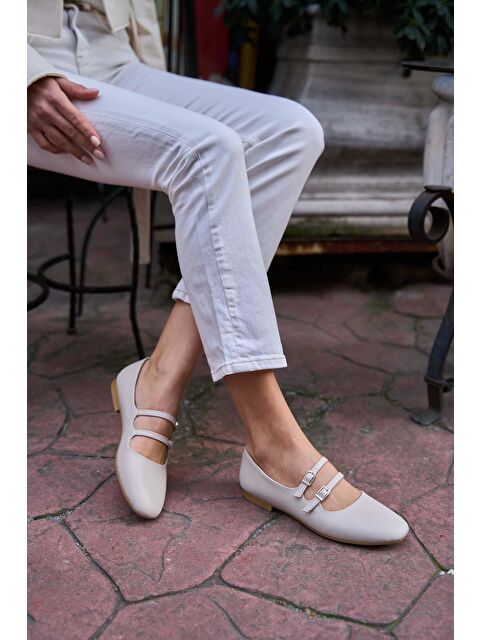 MADAMRA Çift Kemerli Babet Bej - S000266211-19928