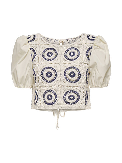 Only Onlcharis Pamuklu İşlemeli Regular Fit Balon Kol Top 15346915 - S000396441-37494