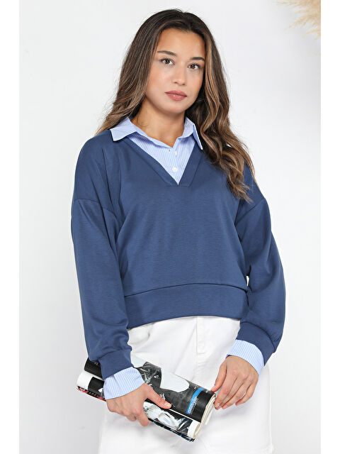 Gülseli Kadın Gömlek Garnili Sweatshirt - S000290557-21164