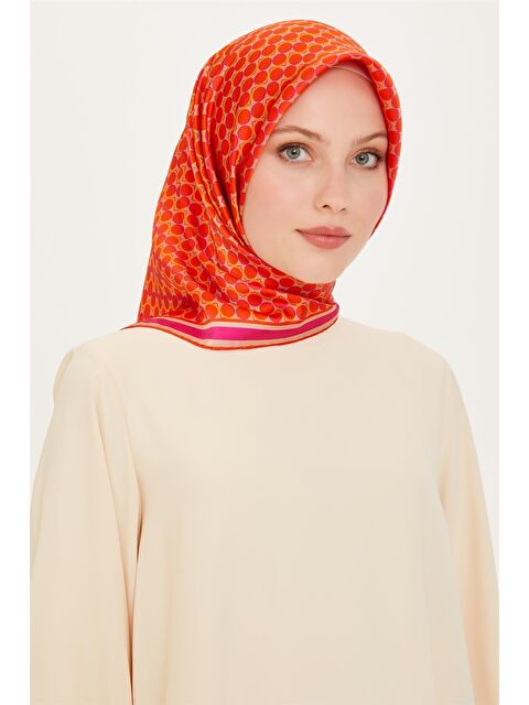 ARMİNE Geometrik Desenli Twill Saf İpek Eşarp 9226D 09