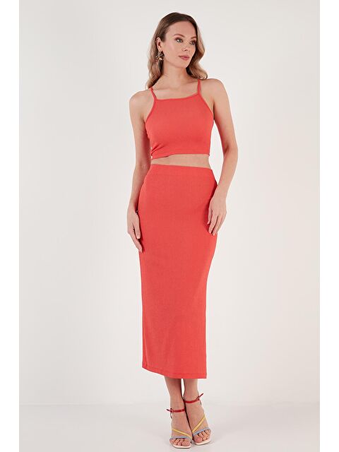 Lela Slim Fit İp Askılı Yırtmaçlı Takım Kadın Takım 5865278 - S000189035-20048